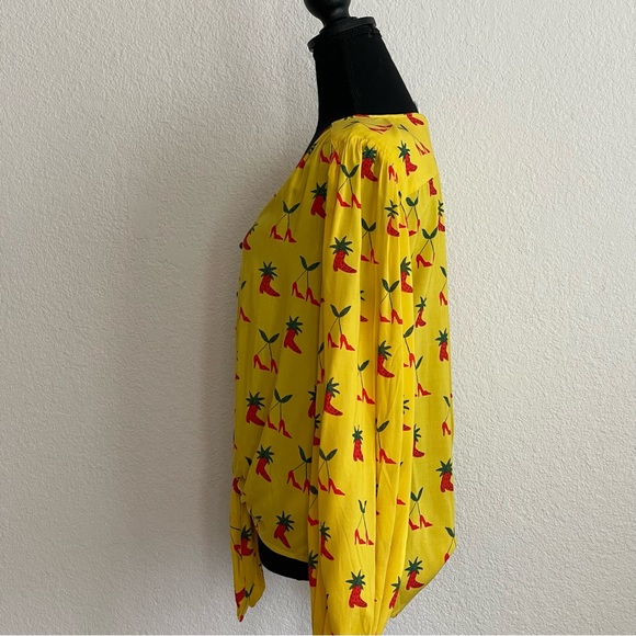 NWT Anthropologie Kendra Dandy Dreamer Buttondown Top Yellow Strawberry - Picture 8 of 11